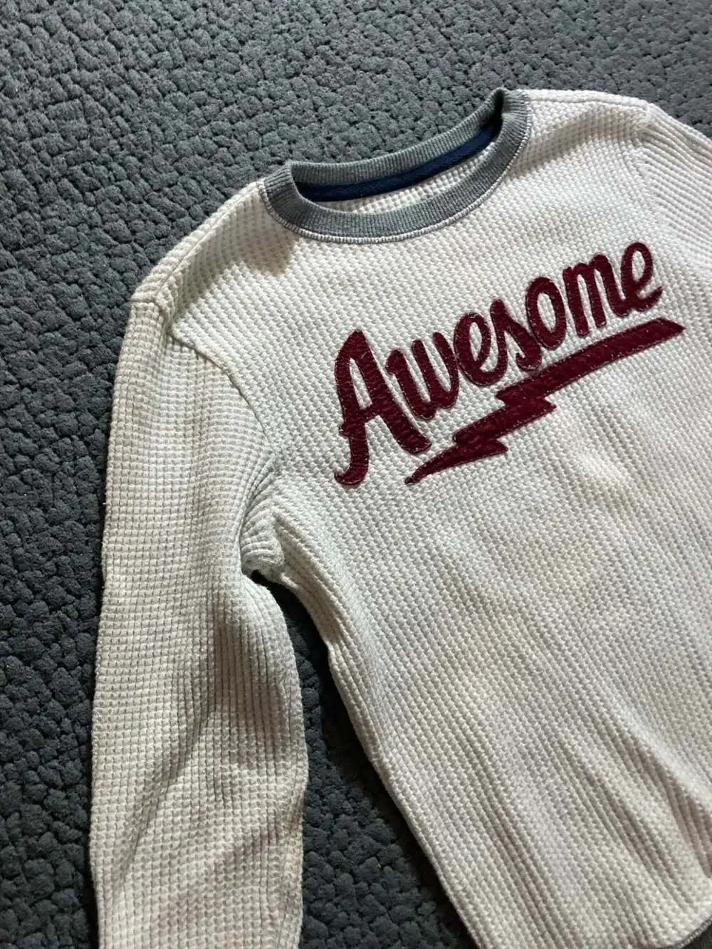 Old Navy Boys Waffle Knit Long Sleeve T-Shirt Awesome Graphic